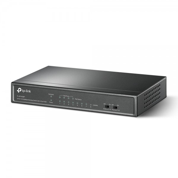 TP-Link 8-портовый настольный 10/100 Мбит/с коммутатор с 4 портами PoE+ TP-Link 8-портовый настольный 10/100 Мбит/с коммутатор с 4 портами PoE+