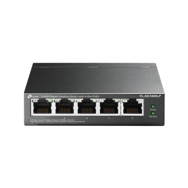 TP-Link Настольный коммутатор с 5 гигабитными портами (4 порта PoE+) TP-Link Настольный коммутатор с 5 гигабитными портами (4 порта PoE+)