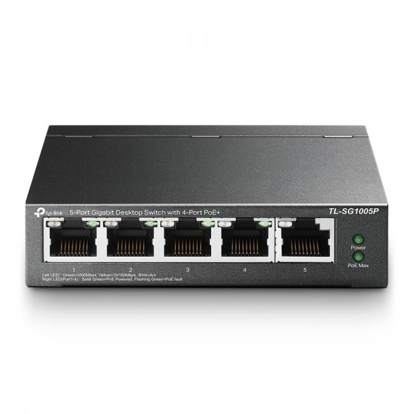 TP-Link Настольный коммутатор с 5 гигабитными портами (4 порта PoE+)