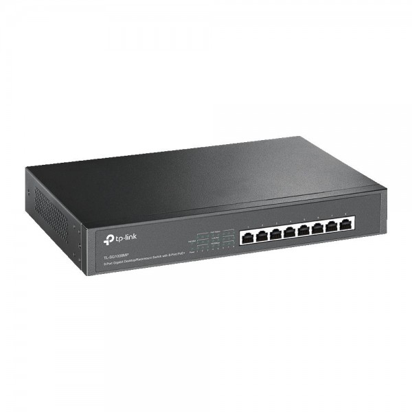 TP-Link Коммутатор с 8 гигабитными портами PoE+ для размещения на столе или в стойке TP-Link Коммутатор с 8 гигабитными портами PoE+ для размещения на столе или в стойке