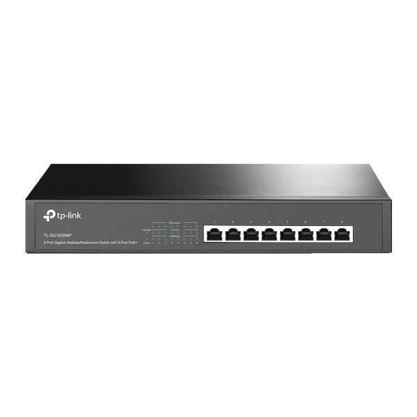 TP-Link Коммутатор с 8 гигабитными портами PoE+ для размещения на столе или в стойке TP-Link Коммутатор с 8 гигабитными портами PoE+ для размещения на столе или в стойке