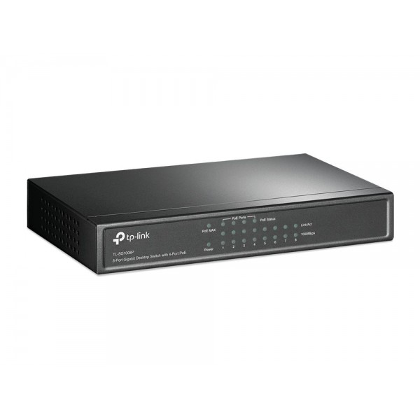 TP-Link 8-портовый гигабитный настольный коммутатор с 4 портами PoE TP-Link 8-портовый гигабитный настольный коммутатор с 4 портами PoE