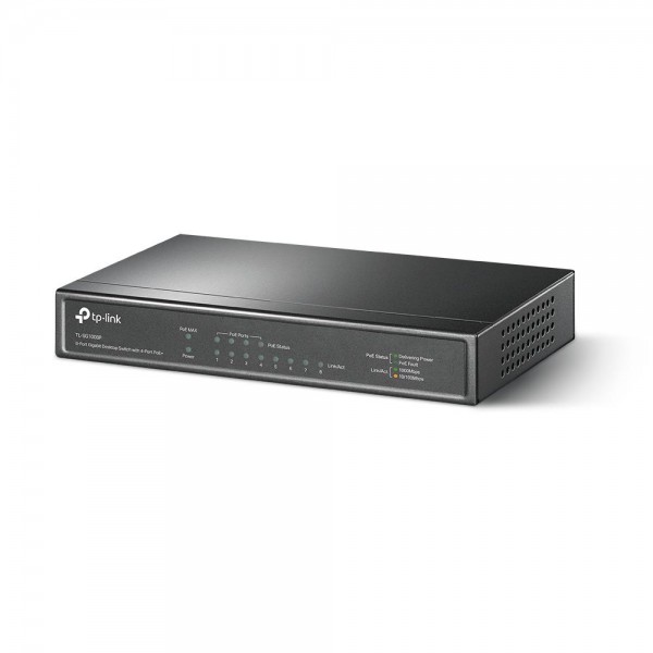 TP-Link Настольный коммутатор с 8 гигабитными портами (4 порта PoE+) TP-Link Настольный коммутатор с 8 гигабитными портами (4 порта PoE+)