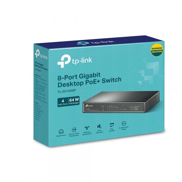 TP-Link Настольный коммутатор с 8 гигабитными портами (4 порта PoE+) TP-Link Настольный коммутатор с 8 гигабитными портами (4 порта PoE+)