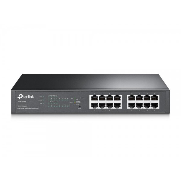 TP-Link Easy Smart гигабитный 16‑портовый коммутатор с 8 портами PoE+
