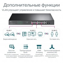 TP-Link 18‑портовый гигабитный коммутатор Easy Smart с 16 портами PoE+