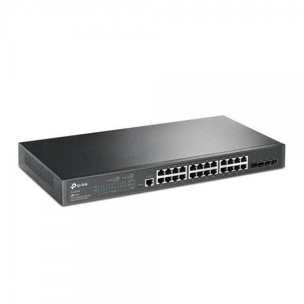 TP-Link JetStream 24‑портовый гигабитный управляемый коммутатор уровня 2+ с 4 SFP‑слотами