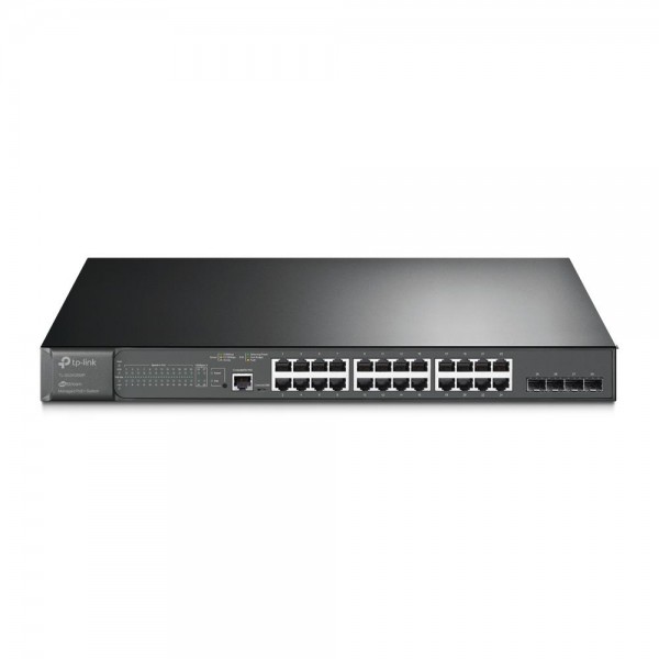 TP-Link JetStream 28‑портовый гигабитный управляемый коммутатор 2‑го уровня с 24 портами PoE+ TP-Link JetStream 28‑портовый гигабитный управляемый коммутатор 2‑го уровня с 24 портами PoE+