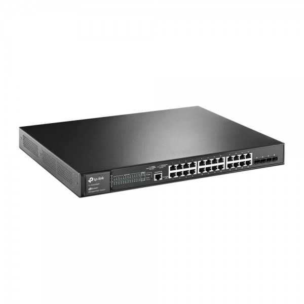 TP-Link JetStream 28‑портовый гигабитный управляемый коммутатор 2‑го уровня с 24 портами PoE+ TP-Link JetStream 28‑портовый гигабитный управляемый коммутатор 2‑го уровня с 24 портами PoE+