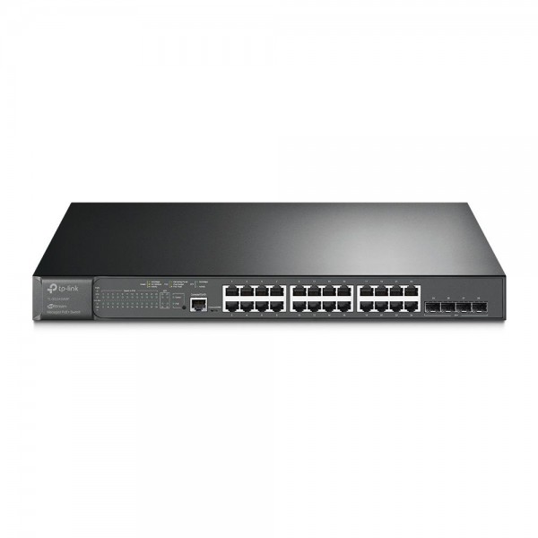 TP-Link JetStream 28‑портовый гигабитный управляемый коммутатор уровня 2+ с 24 портами PoE+ TP-Link JetStream 28‑портовый гигабитный управляемый коммутатор уровня 2+ с 24 портами PoE+