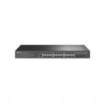 TP-Link Управляемый коммутатор JetStream уровня 2+ с 24 гигабитными портами RJ45, 4 портами SFP+ 10 Гбит/с и источником бесперебойного питания