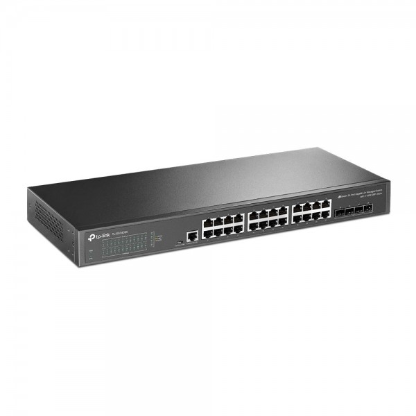 TP-Link Управляемый коммутатор JetStream уровня 2+ с 24 гигабитными портами RJ45 и 4 портами SFP+ 10 Гбит/с TP-Link Управляемый коммутатор JetStream уровня 2+ с 24 гигабитными портами RJ45 и 4 портами SFP+ 10 Гбит/с