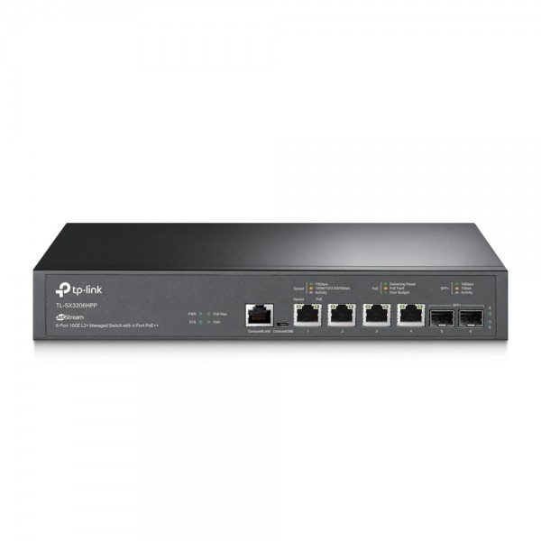 TP-Link Управляемый коммутатор JetStream уровня 2+ c 4 портами PoE++ 10 Гбит/с и 2 портами SFP+ 10 Гбит/с TP-Link Управляемый коммутатор JetStream уровня 2+ c 4 портами PoE++ 10 Гбит/с и 2 портами SFP+ 10 Гбит/с