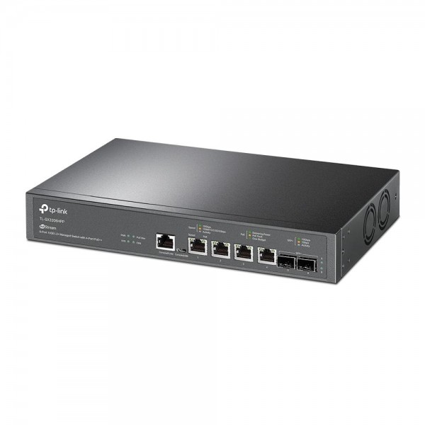 TP-Link Управляемый коммутатор JetStream уровня 2+ c 4 портами PoE++ 10 Гбит/с и 2 портами SFP+ 10 Гбит/с TP-Link Управляемый коммутатор JetStream уровня 2+ c 4 портами PoE++ 10 Гбит/с и 2 портами SFP+ 10 Гбит/с