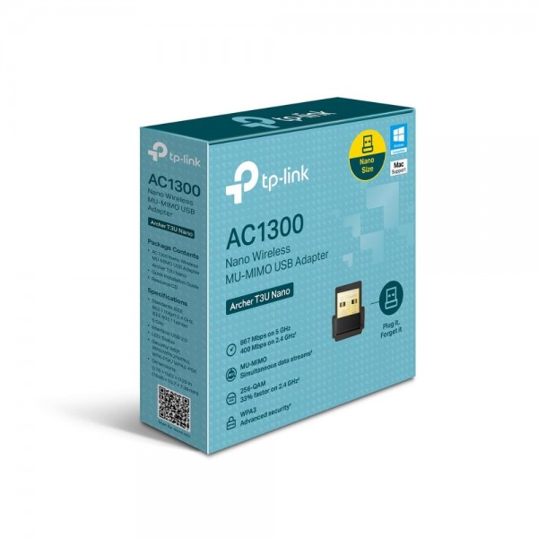 TP-Link Сверхкомпактный двухдиапазонный USB‑адаптер с поддержкой Wi‑Fi AC1300 и MU‑MIMO TP-Link Сверхкомпактный двухдиапазонный USB‑адаптер с поддержкой Wi‑Fi AC1300 и MU‑MIMO