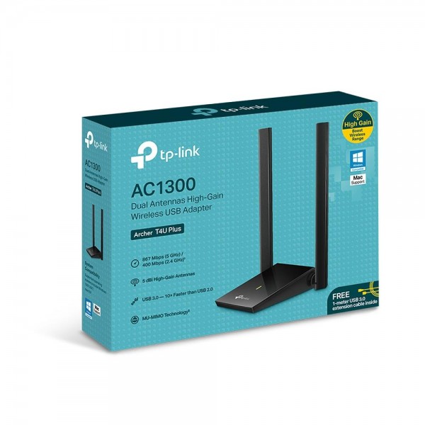 TP-Link Двухдиапазонный USB‑адаптер высокого усиления с поддержкой Wi-Fi AC1300 и двумя антеннами