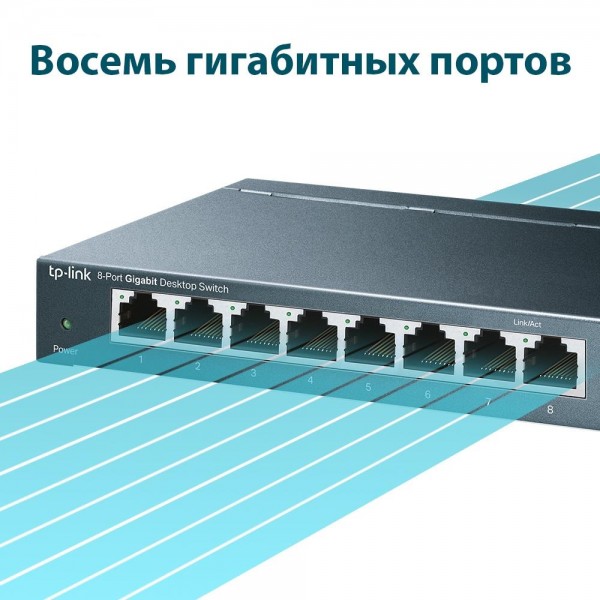 TP-Link Настольный коммутатор с 8 гигабитными портами