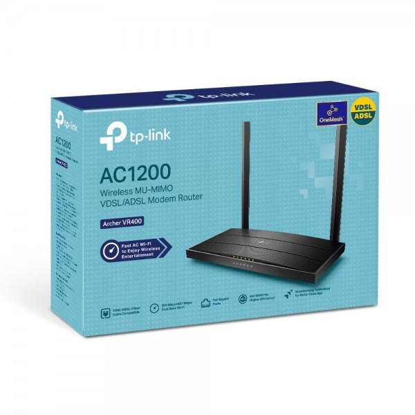 TP-Link Wi-Fi роутер AC1200 с модемом VDSL/ADSL и поддержкой MU‑MIMO TP-Link Wi-Fi роутер AC1200 с модемом VDSL/ADSL и поддержкой MU‑MIMO