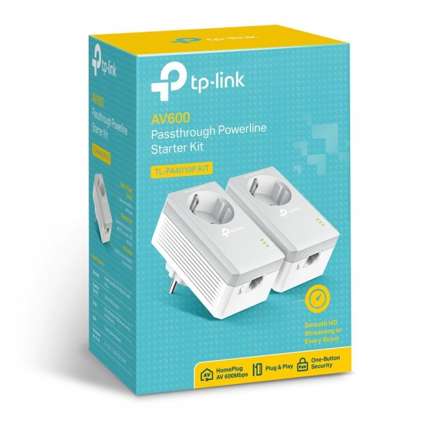 TP-Link Комплект адаптеров Powerline AV600 со встроенной розеткой
