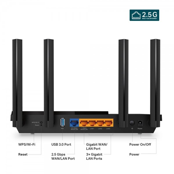 TP-Link Двухдиапазонный Wi-Fi роутер AX3000 с портом WAN/LAN 2,5 Гбит/с и поддержкой Mesh