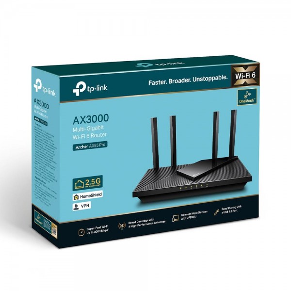 TP-Link Двухдиапазонный Wi-Fi роутер AX3000 с портом WAN/LAN 2,5 Гбит/с и поддержкой Mesh