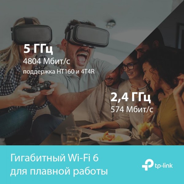 TP-Link Двухдиапазонный гигабитный Wi‑Fi роутер AX5400 с поддержкой Mesh