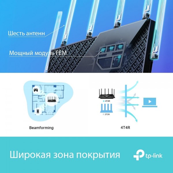 TP-Link Двухдиапазонный гигабитный Wi‑Fi роутер AX5400 с поддержкой Mesh