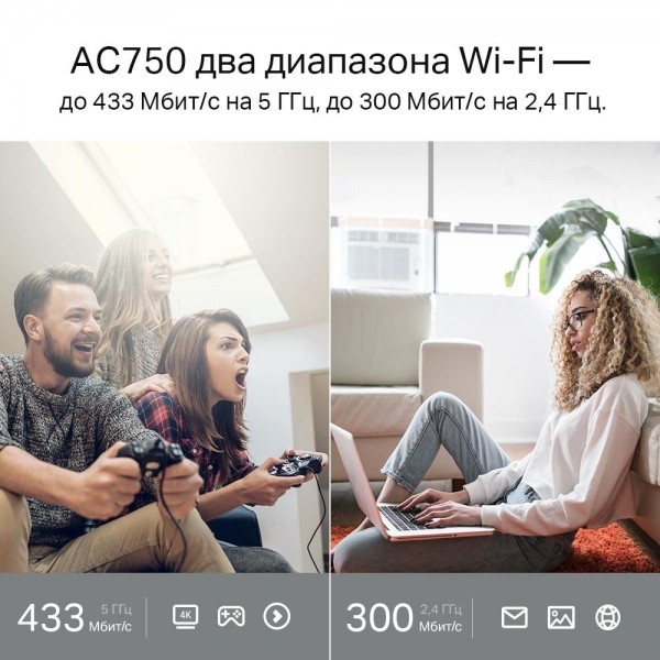 TP-Link Двухдиапазонный Wi‑Fi роутер AC750 TP-Link Двухдиапазонный Wi‑Fi роутер AC750